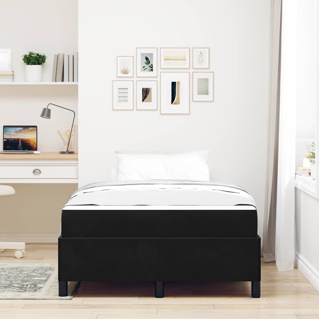 Cadre de lit avec matelas Noir 120 x 190 cm tissu - XIOS