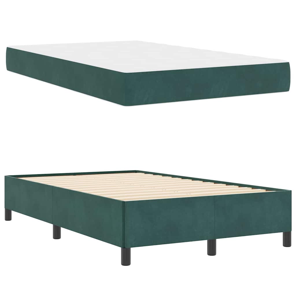 Cadre de lit avec matelas Vert foncé 120 x 190 cm tissu - XIOS