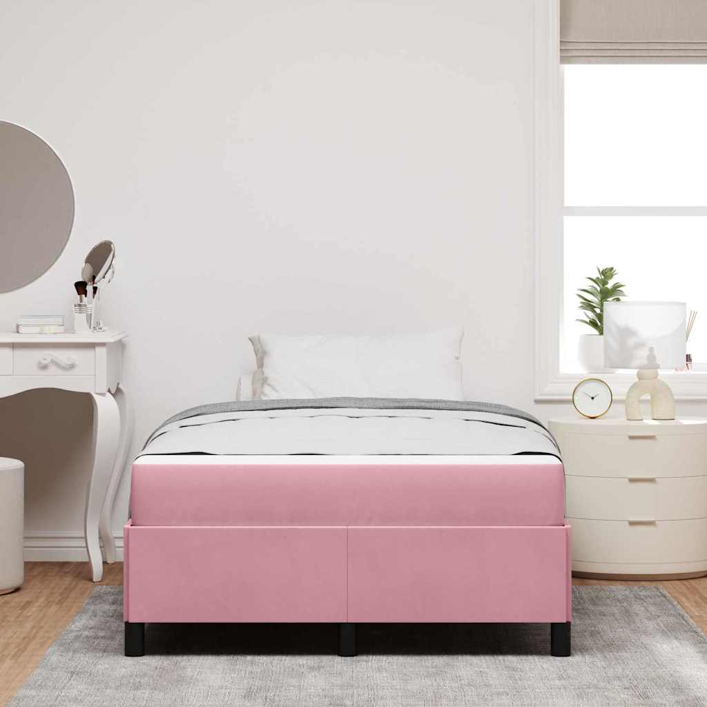 Cadre de lit avec matelas Rose 120 x 190 cm tissu - XIOS