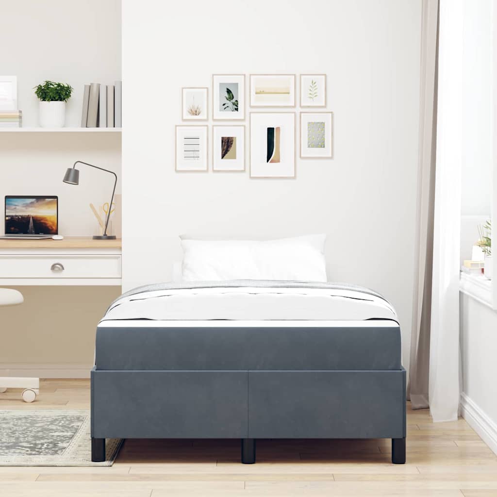 Cadre de lit avec matelas Gris foncé 120 x 200 cm tissu - XIOS