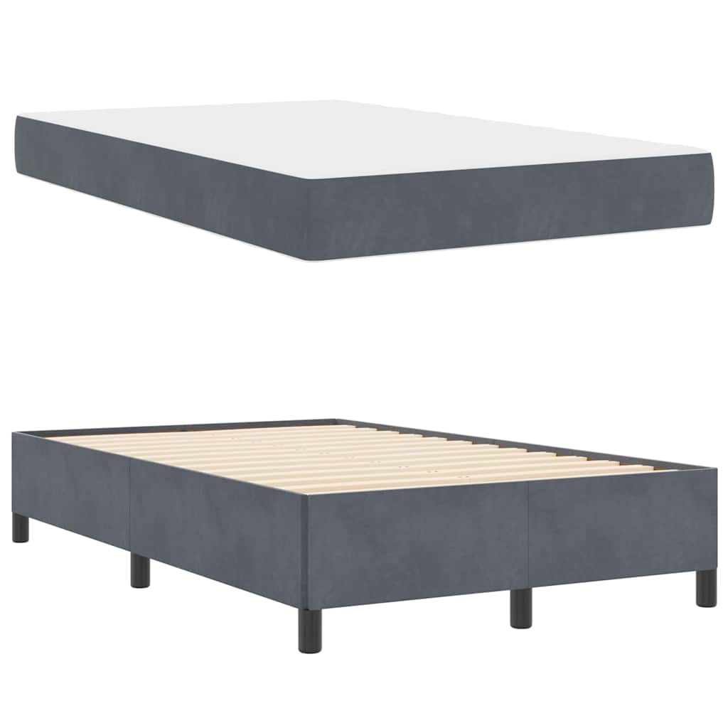 Cadre de lit avec matelas Gris foncé 120 x 200 cm tissu - XIOS