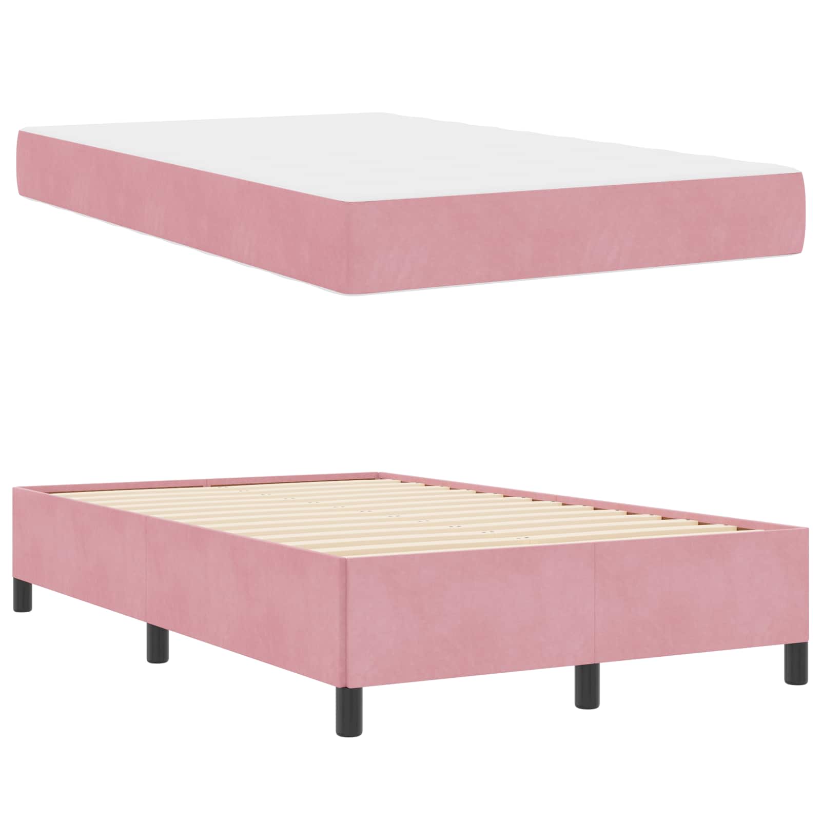 Cadre de lit avec matelas Rose 120 x 200 cm tissu - XIOS