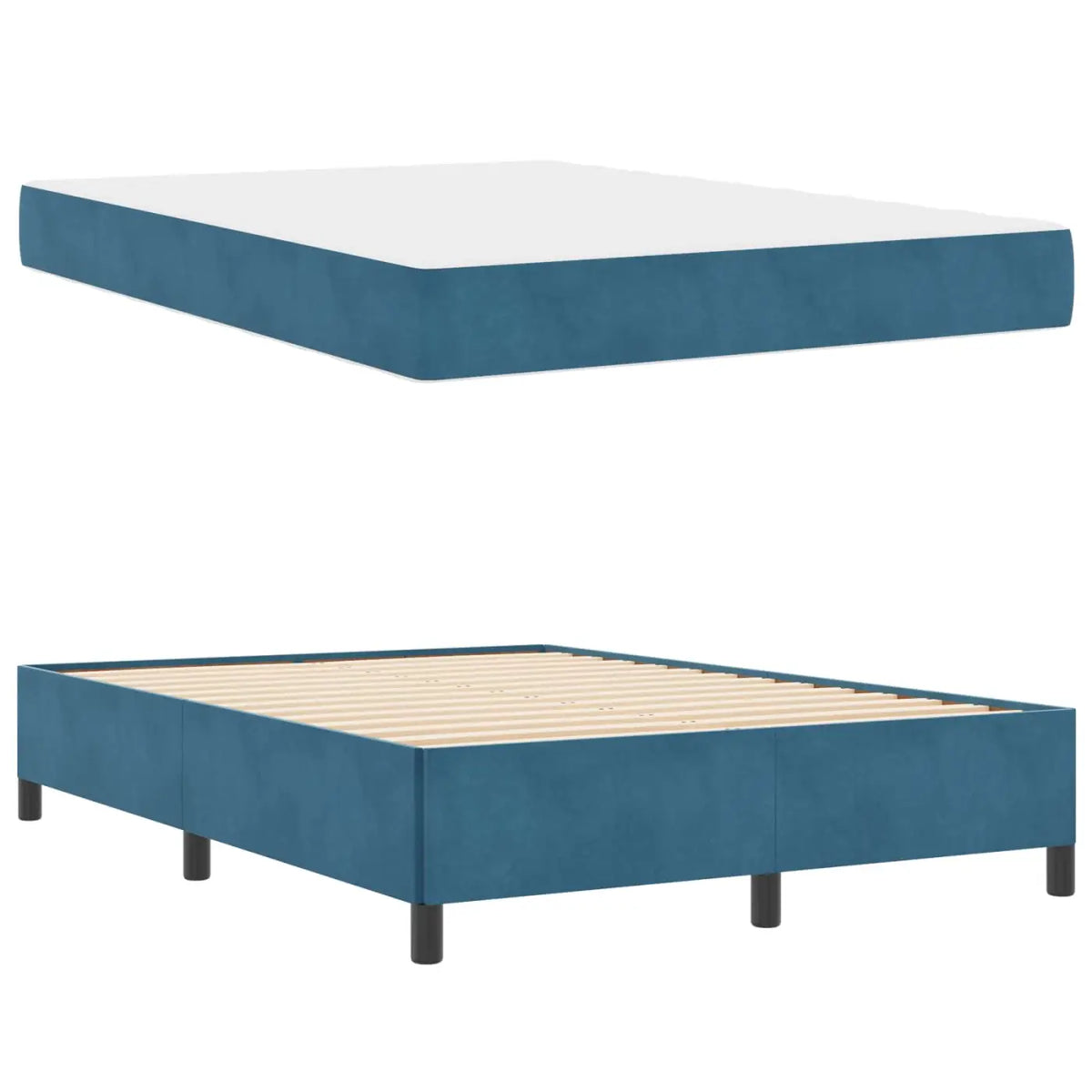 Cadre de lit Bleu foncé 140 x 190 cm tissu - XIOS