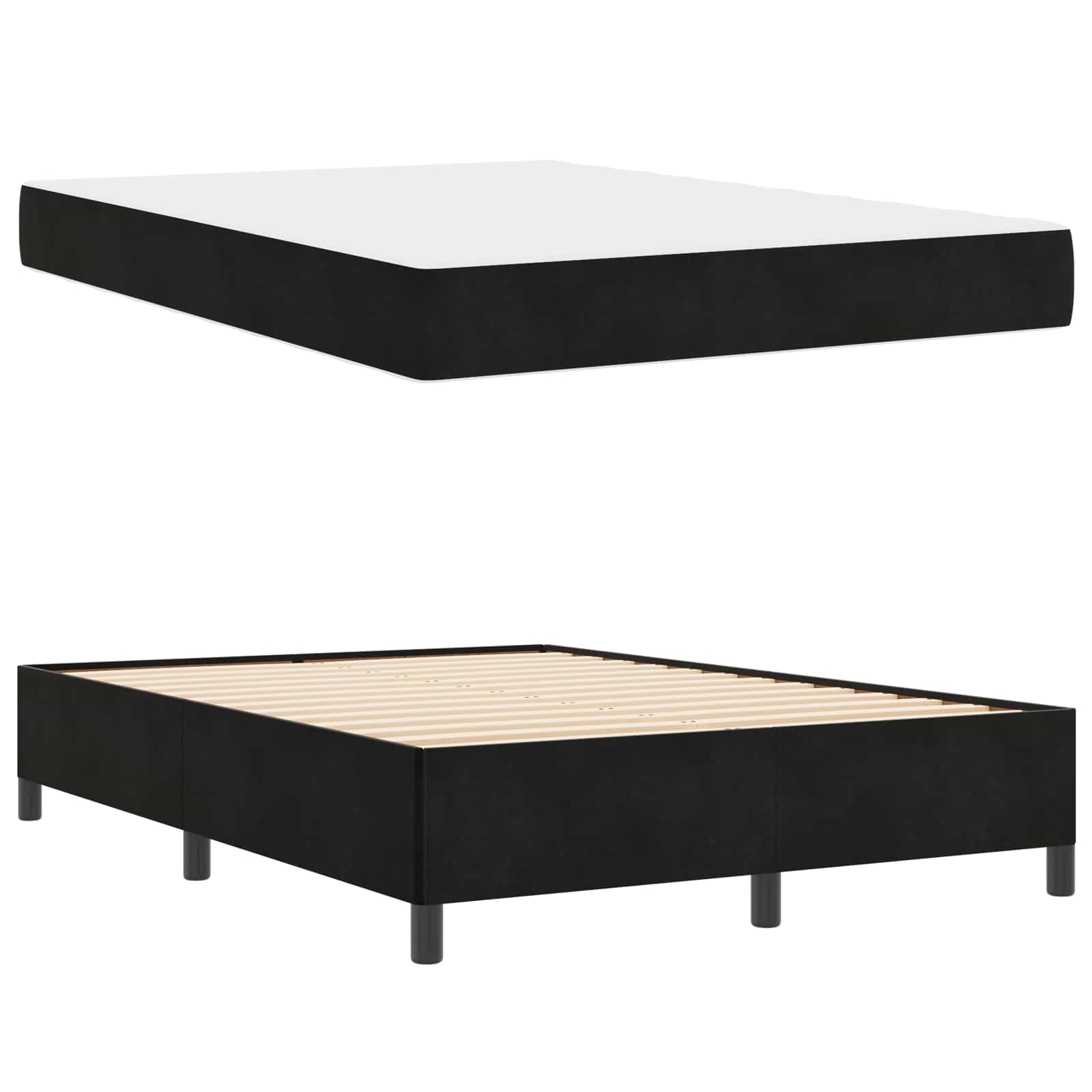 Cadre de lit avec matelas Noir 140 x 200 cm tissu - XIOS