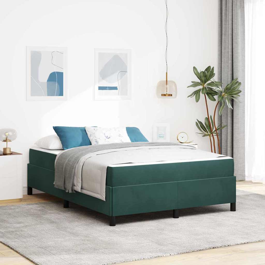 Cadre de lit avec matelas Vert foncé 140 x 200 cm tissu - XIOS