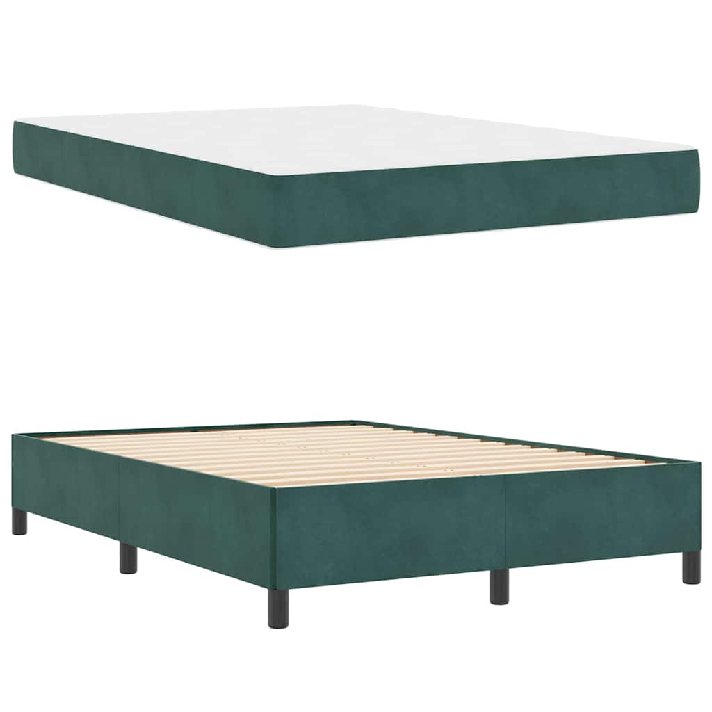 Cadre de lit avec matelas Vert foncé 140 x 200 cm tissu - XIOS