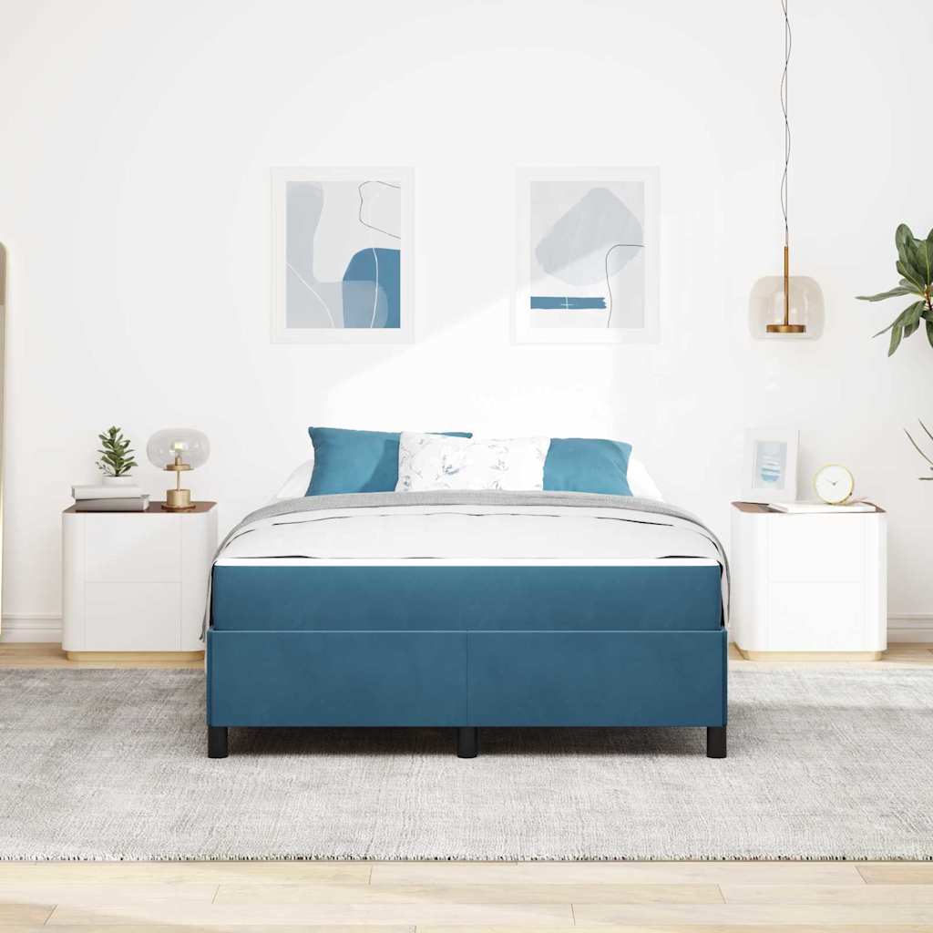 Cadre de lit avec matelas Bleu foncé 140 x 200 cm tissu - XIOS