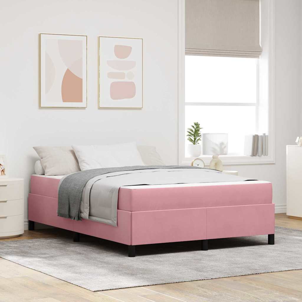 Cadre de lit avec matelas Rose 140 x 200 cm tissu - XIOS