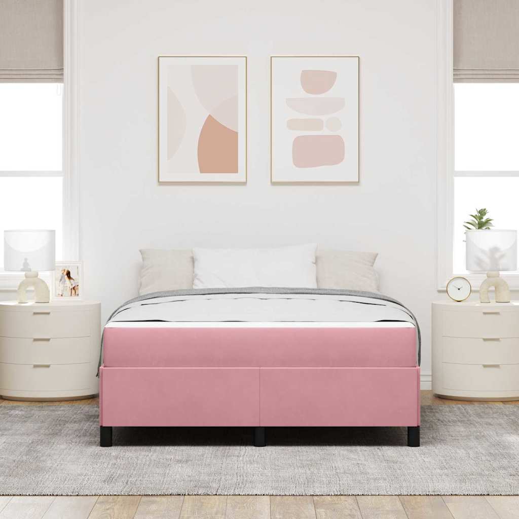 Cadre de lit avec matelas Rose 140 x 200 cm tissu - XIOS