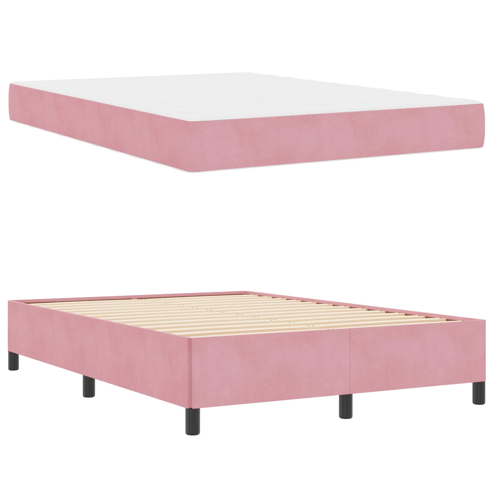 Cadre de lit avec matelas Rose 140 x 200 cm tissu - XIOS