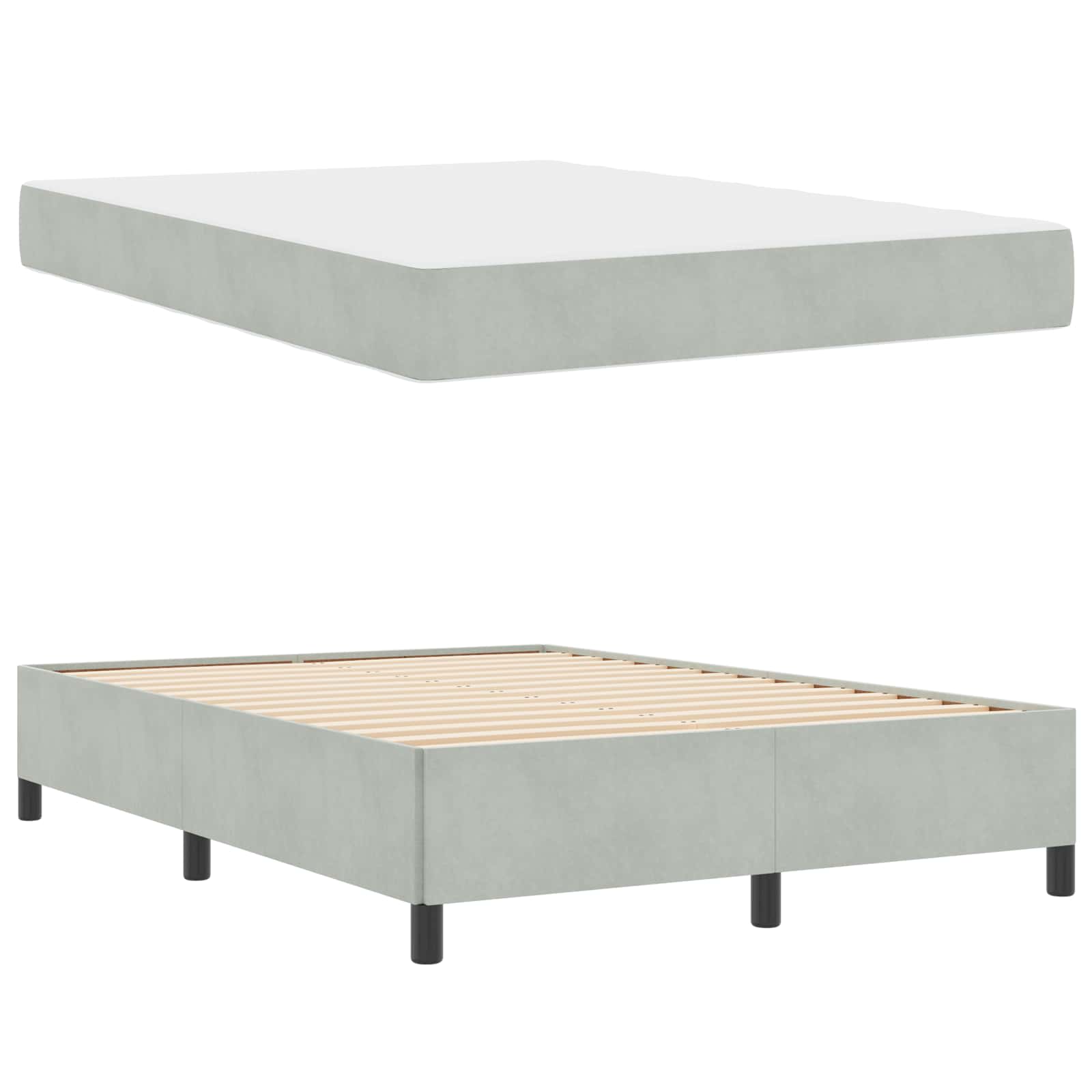 Cadre de lit avec matelas Gris clair 160 x 200 cm tissu - XIOS