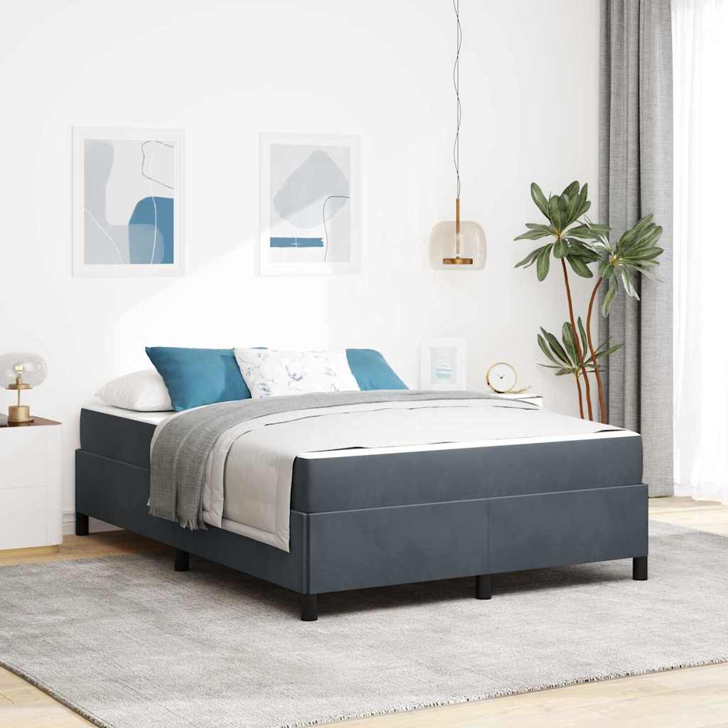Cadre de lit avec matelas Gris foncé 160 x 200 cm tissu - XIOS