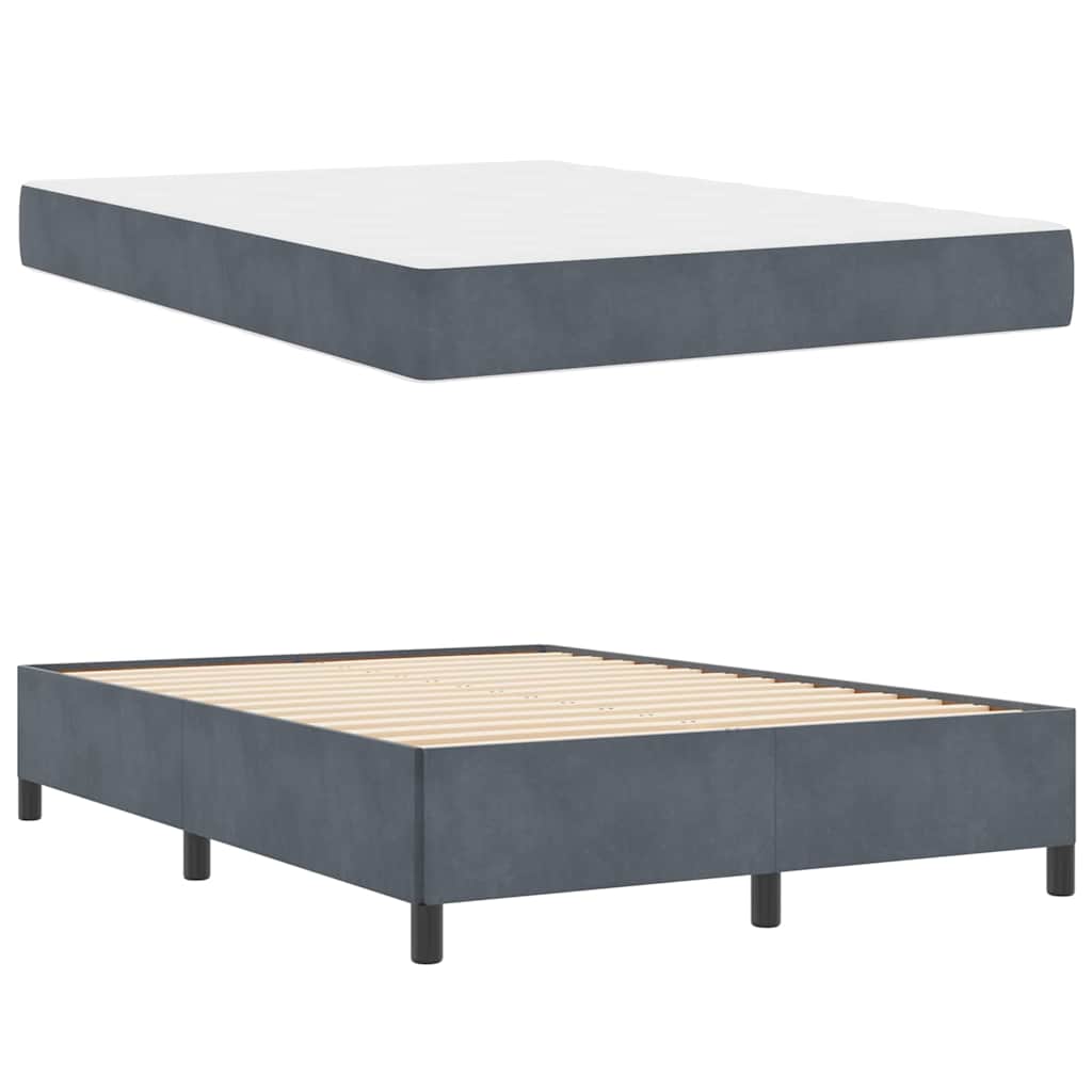 Cadre de lit avec matelas Gris foncé 160 x 200 cm tissu - XIOS