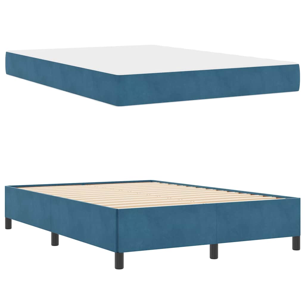 Cadre de lit avec matelas Bleu foncé 160 x 200 cm tissu - XIOS
