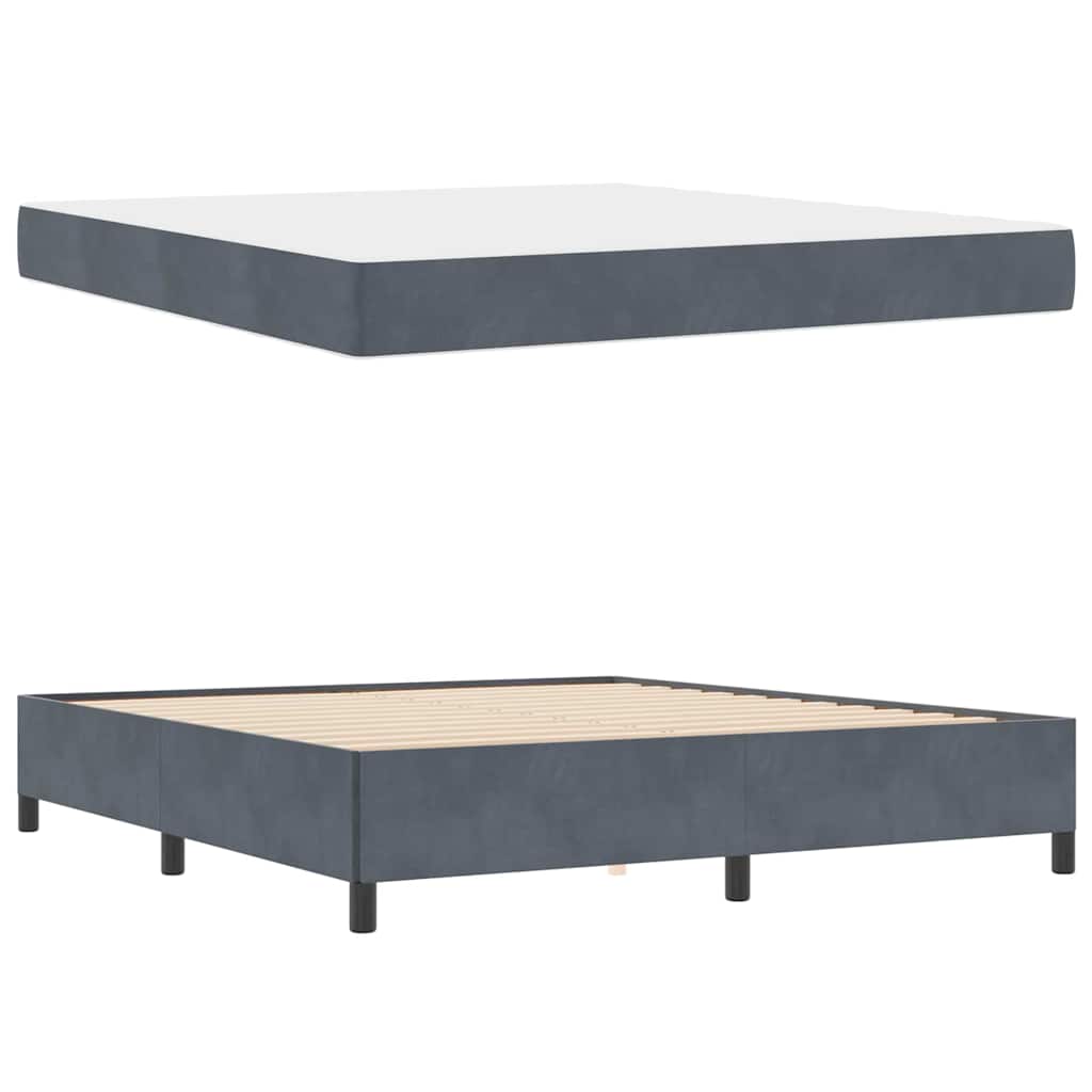 Cadre de lit avec matelas Gris foncé 180 x 200 cm tissu - XIOS