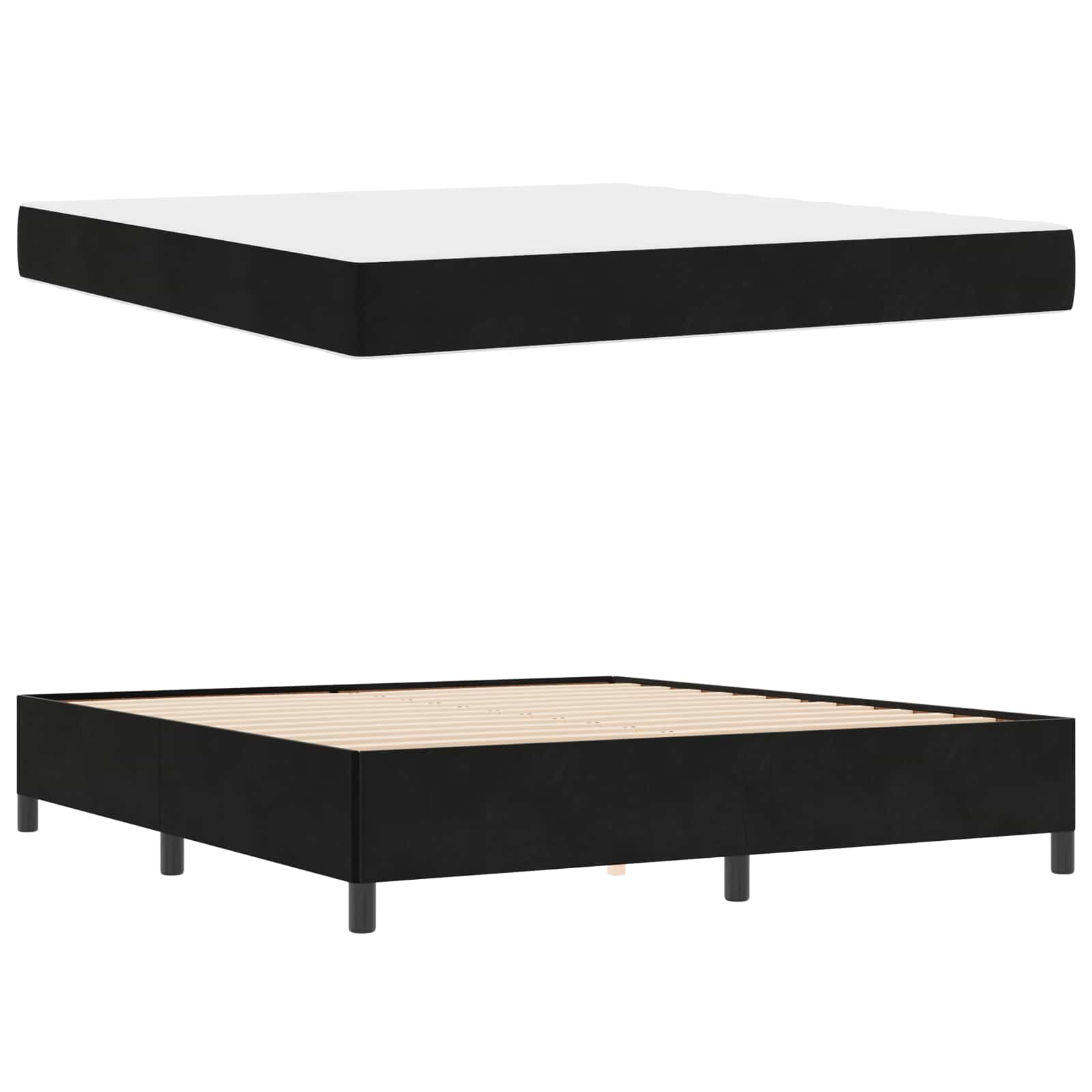Cadre de lit avec matelas Noir 180 x 200 cm tissu - XIOS