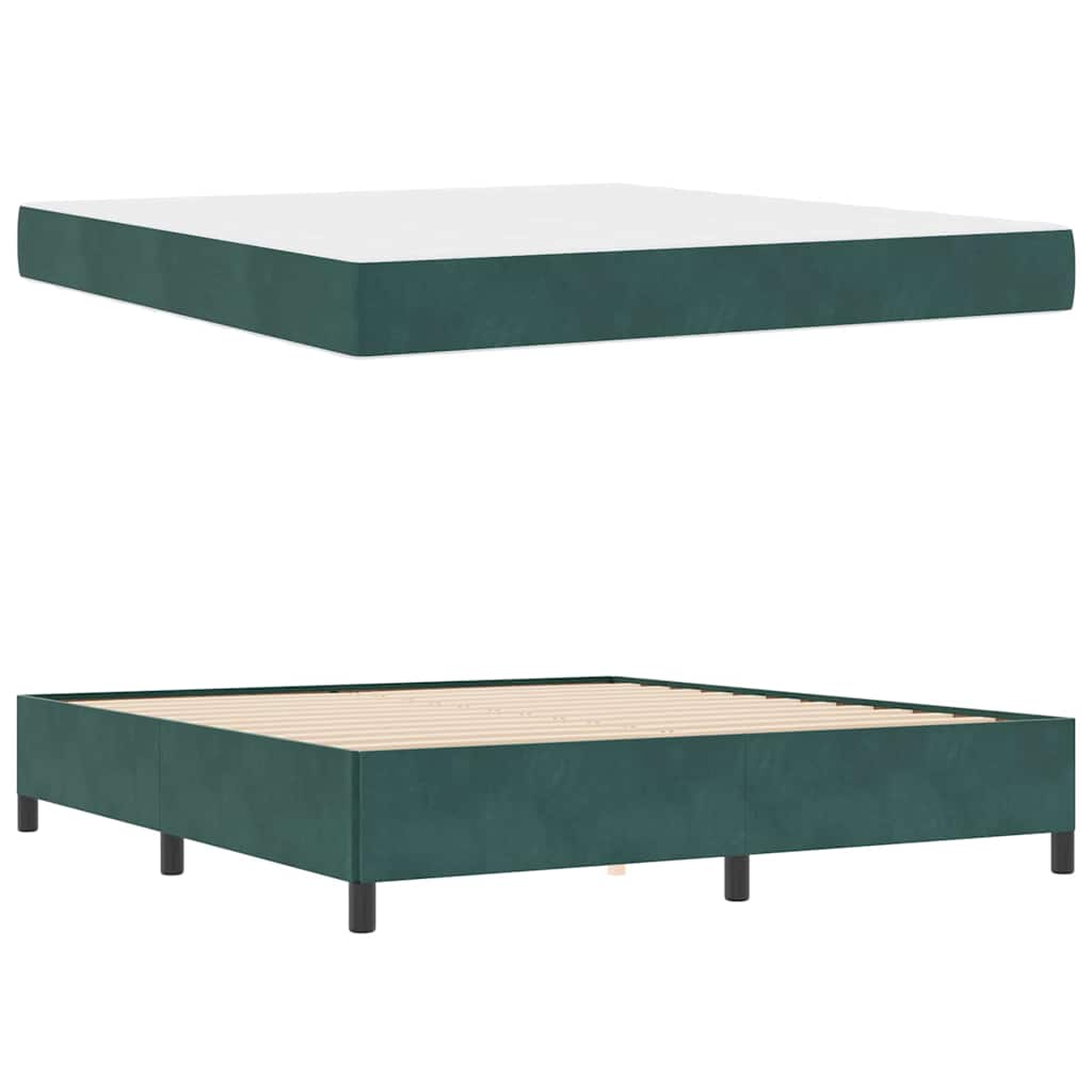 Cadre de lit avec matelas Vert foncé 180 x 200 cm tissu - XIOS