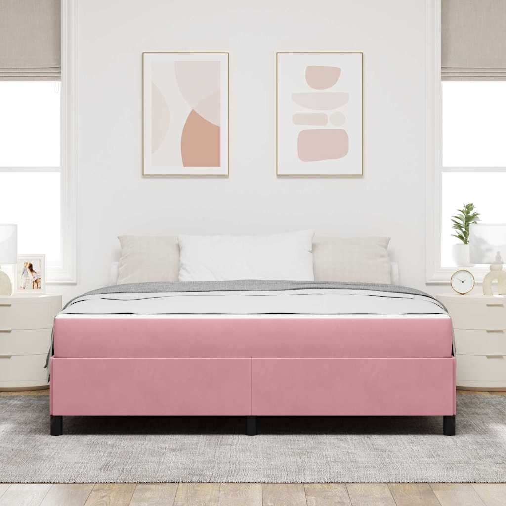 Cadre de lit avec matelas Rose 180 x 200 cm tissu - XIOS