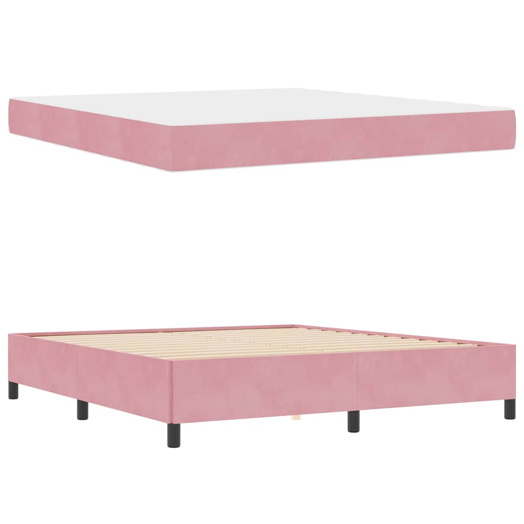 Cadre de lit avec matelas Rose 180 x 200 cm tissu - XIOS
