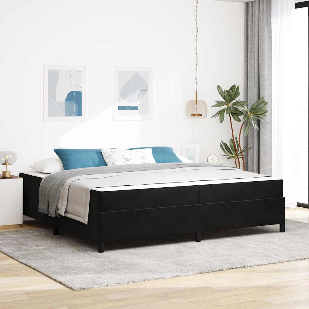 Cadre de lit avec matelas Noir 200 x 200 cm tissu - XIOS