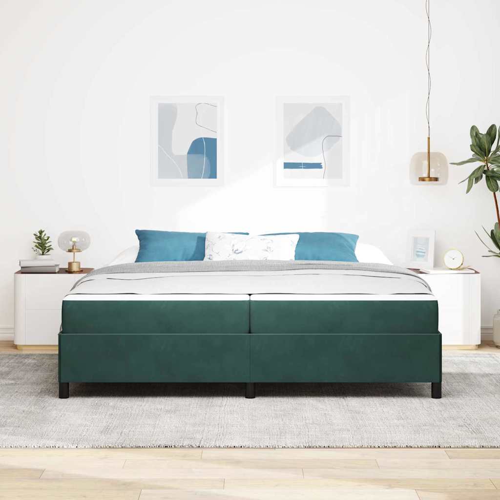 Cadre de lit avec matelas Vert foncé 200 x 200 cm tissu - XIOS