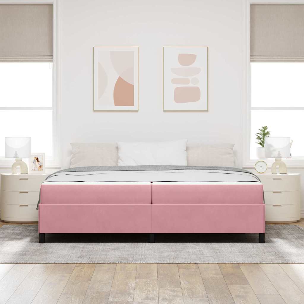 Cadre de lit avec matelas Rose 200 x 200 cm tissu - XIOS