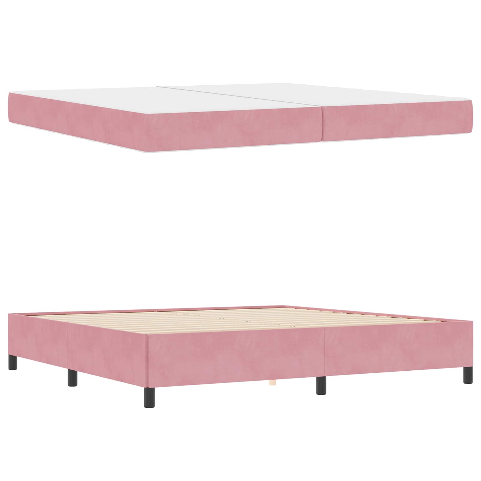 Cadre de lit avec matelas Rose 200 x 200 cm tissu - XIOS