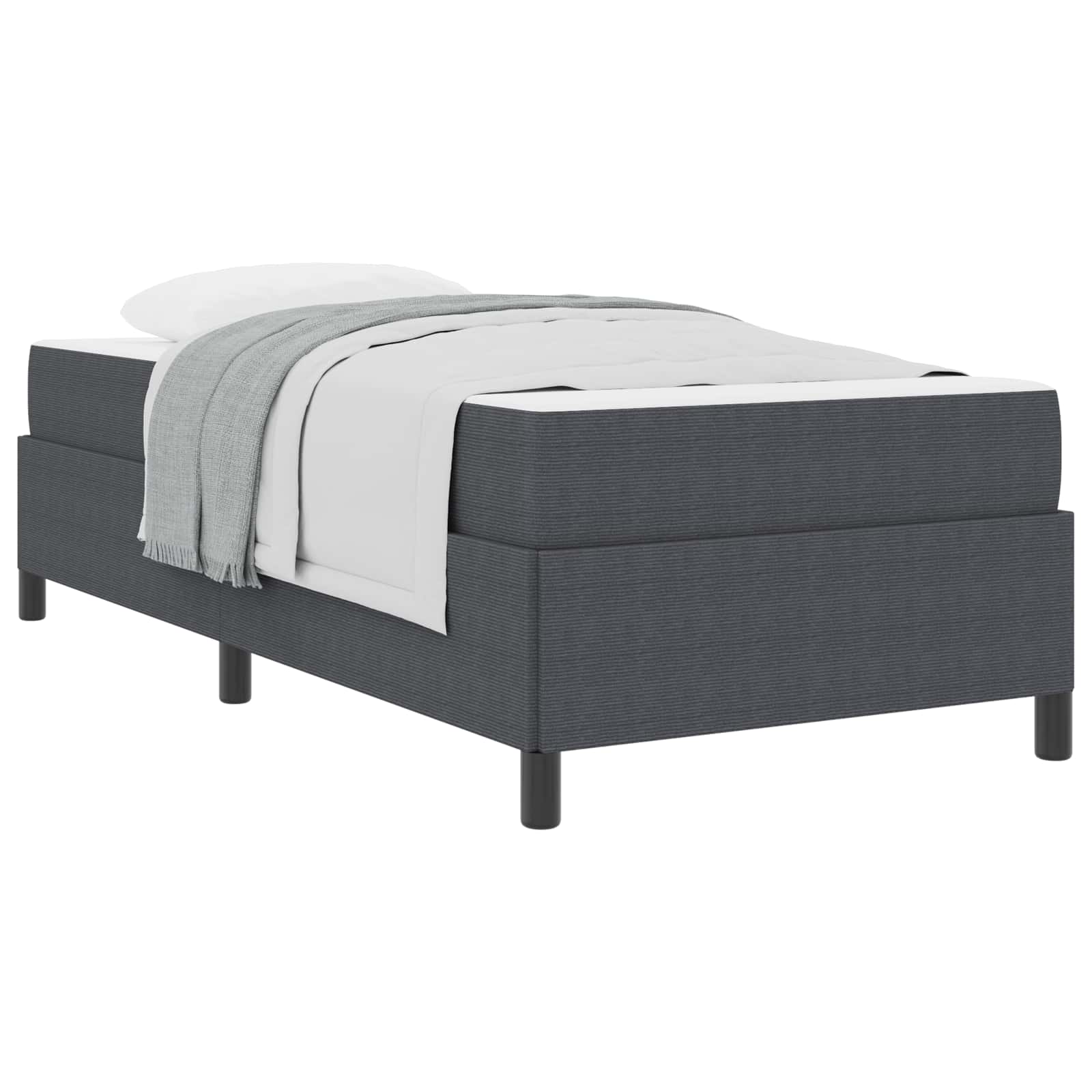 Cadre de lit avec matelas Gris foncé 90 x 190 cm tissu