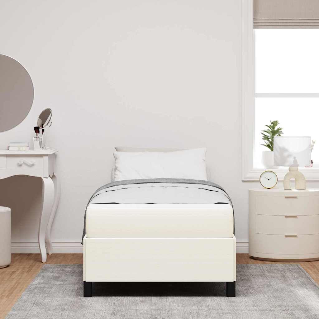 Cadre de lit avec matelas Crème 90 x 190 cm tissu