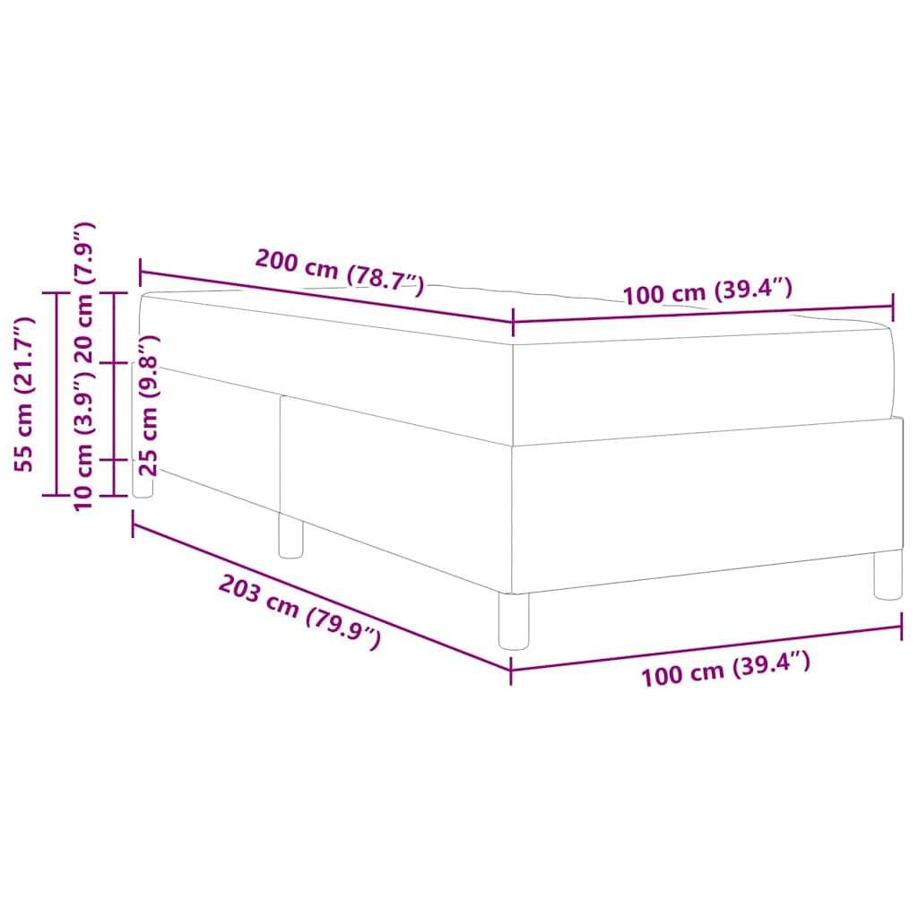 Cadre de lit avec matelas Gris clair 100 x 200 cm tissu - XIOS