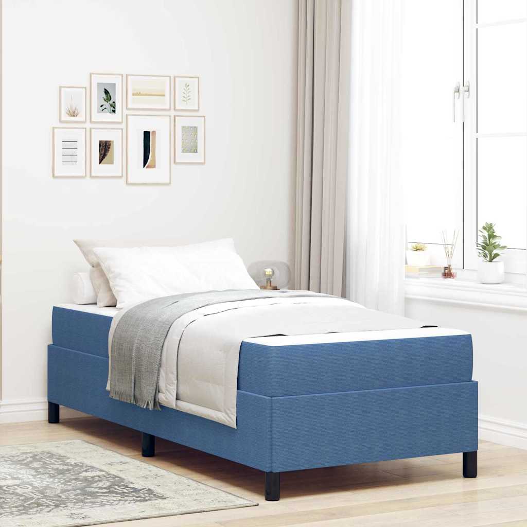 Cadre de lit avec matelas Bleu 100 x 200 cm tissu - XIOS