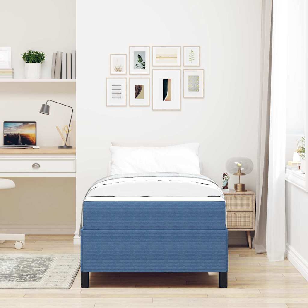 Cadre de lit avec matelas Bleu 100 x 200 cm tissu - XIOS