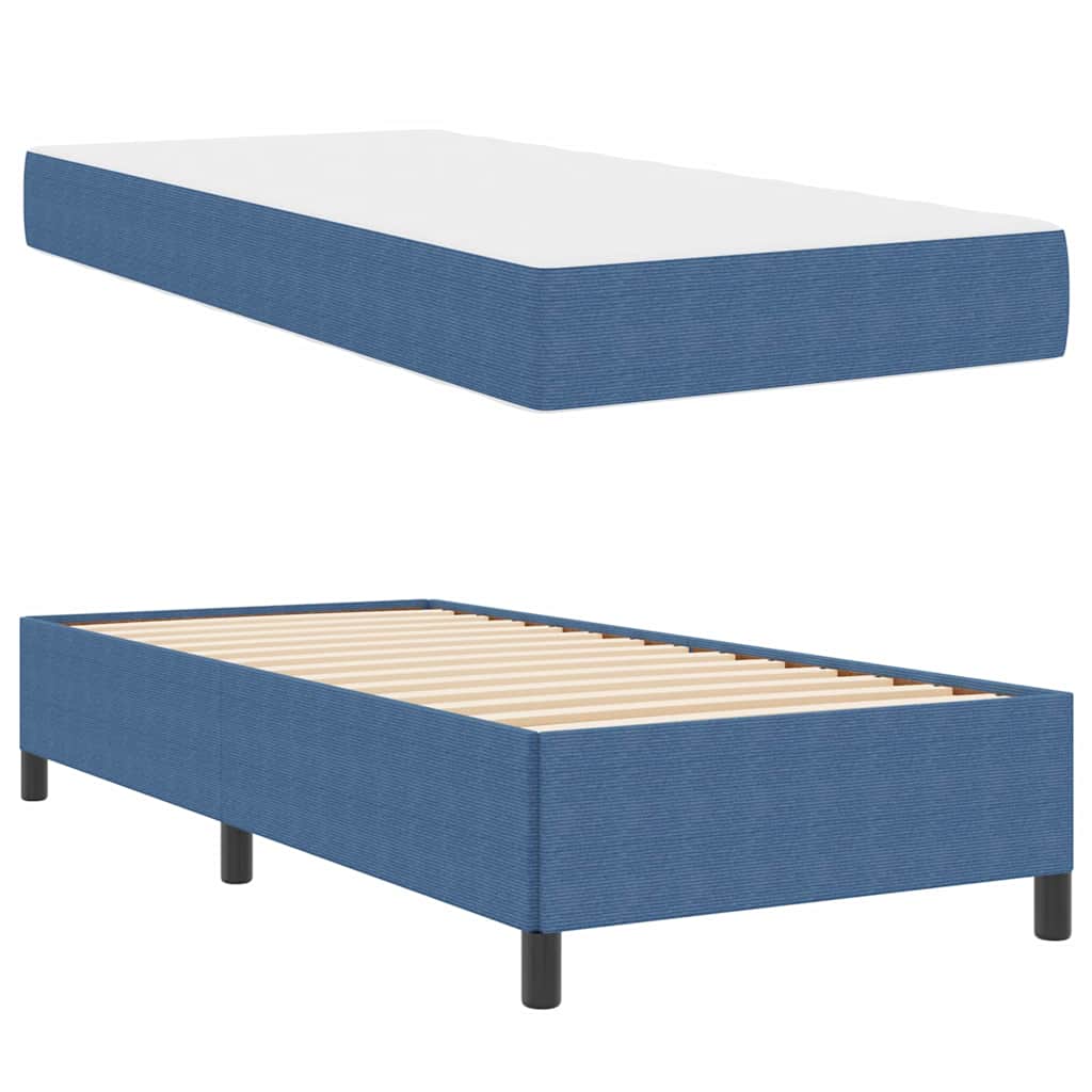 Cadre de lit avec matelas Bleu 100 x 200 cm tissu - XIOS