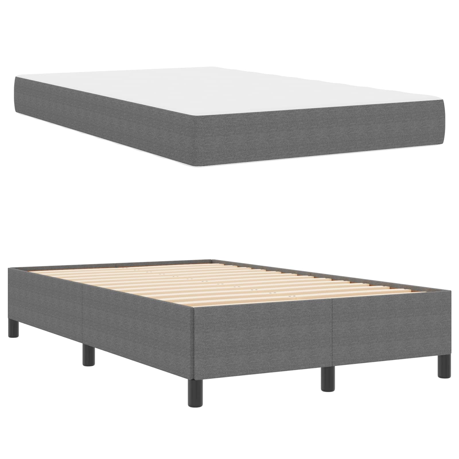 Cadre de lit avec matelas Gris clair 120 x 190 cm tissu - XIOS