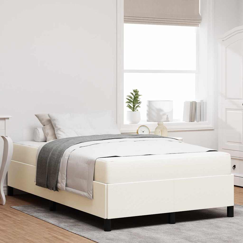 Cadre de lit avec matelas Crème 120 x 190 cm tissu - XIOS