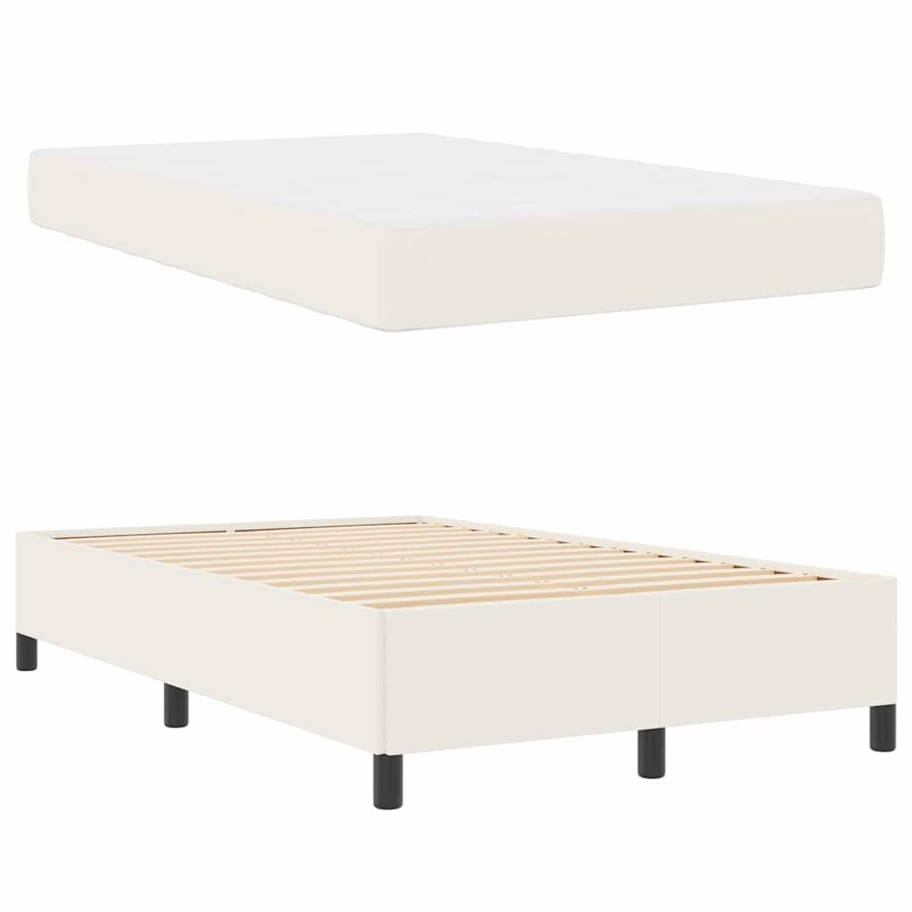 Cadre de lit avec matelas Crème 120 x 190 cm tissu - XIOS