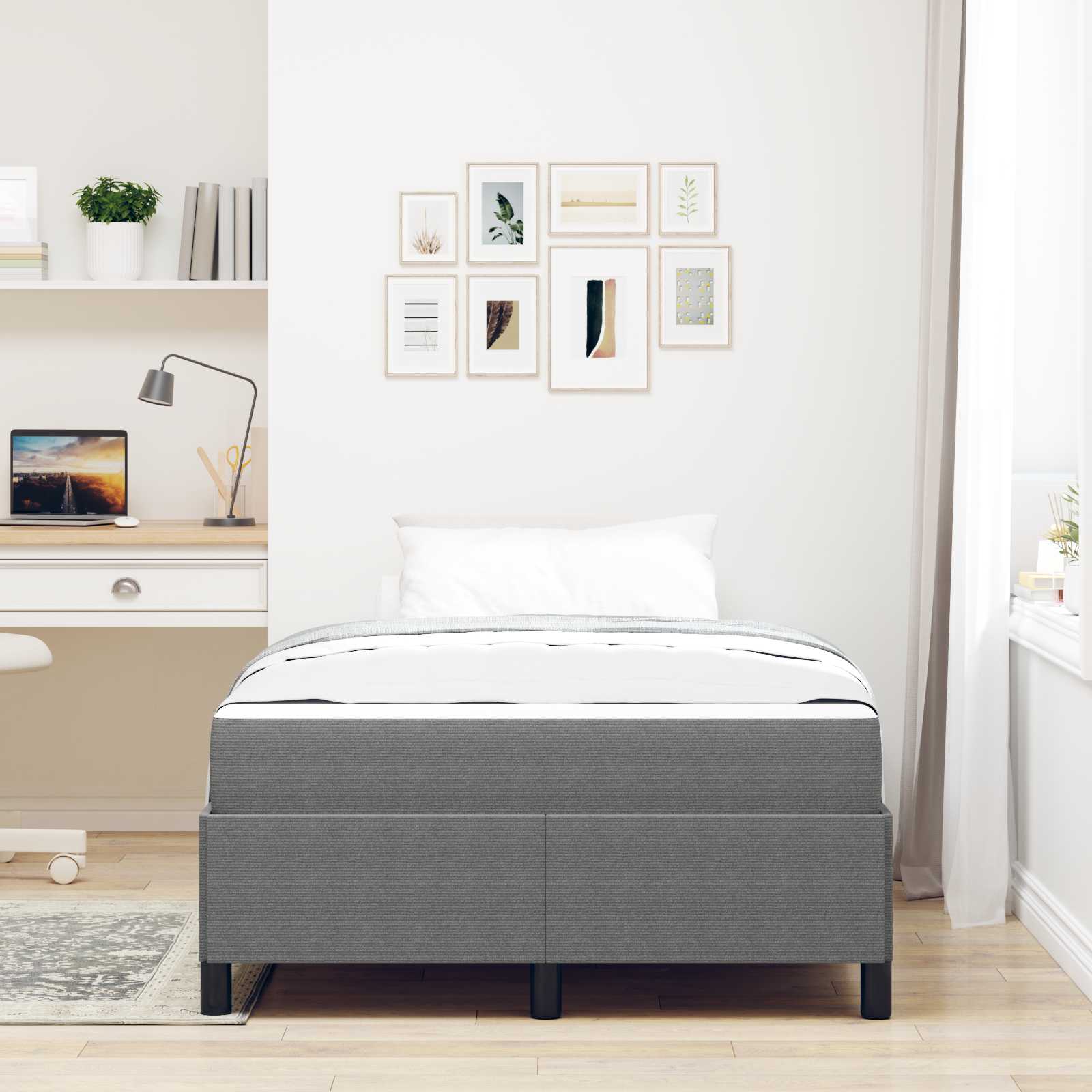 Cadre de lit avec matelas Gris clair 120 x 200 cm tissu - XIOS