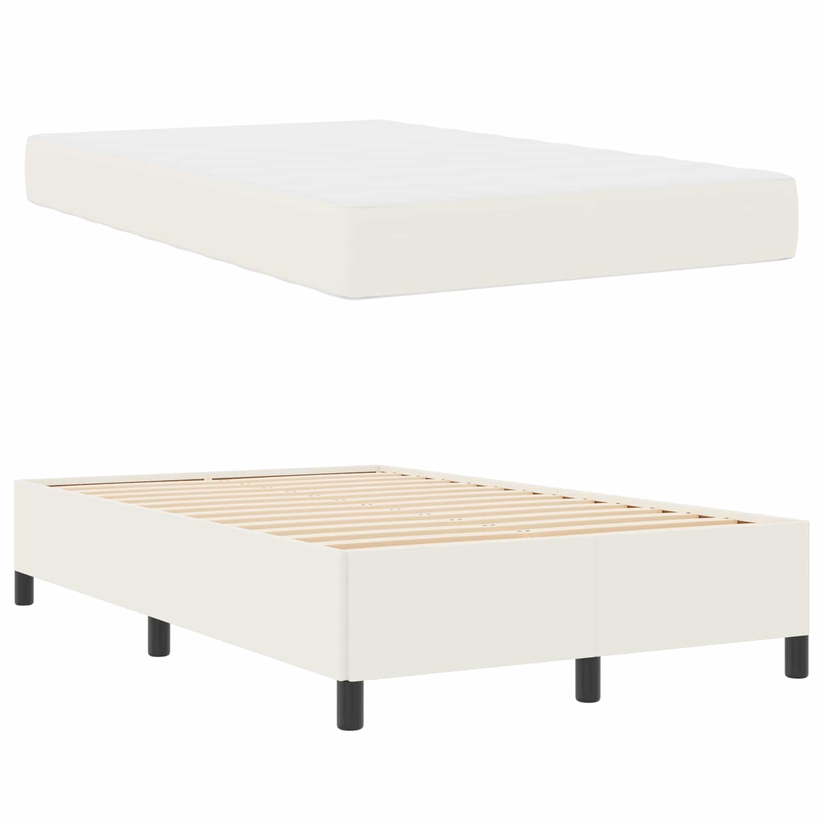 Cadre de lit avec matelas Crème 120 x 200 cm tissu