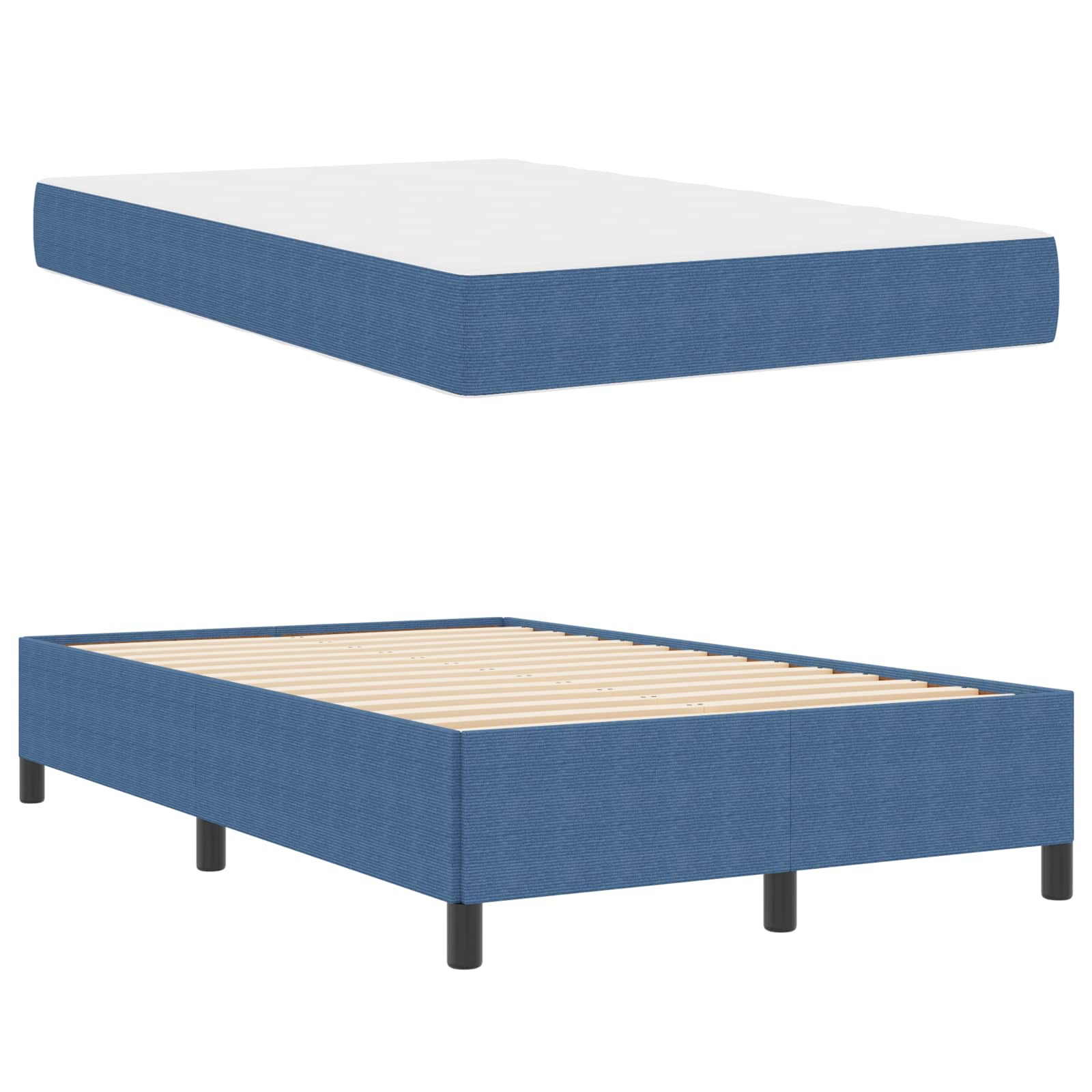 Cadre de lit avec matelas Bleu 120 x 200 cm tissu - XIOS