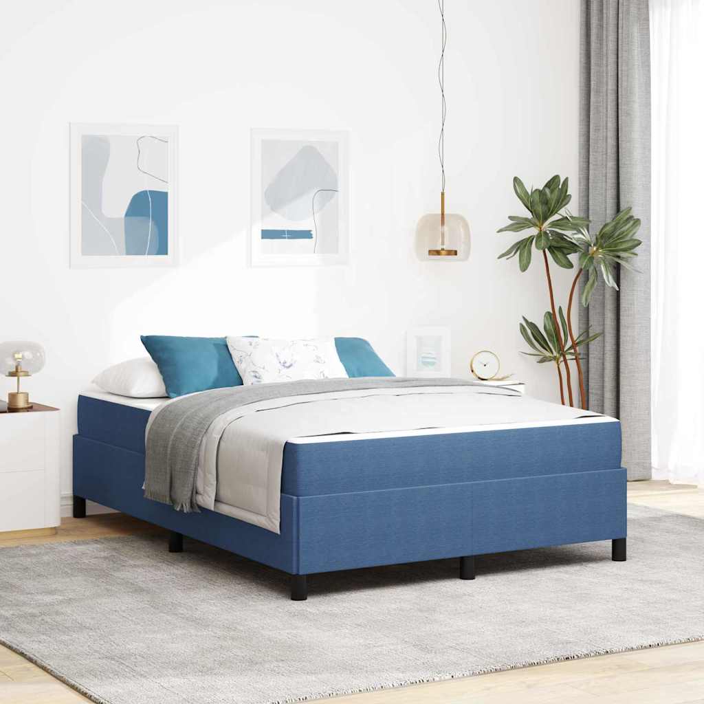 Cadre de lit avec matelas Bleu 140 x 200 cm tissu - XIOS