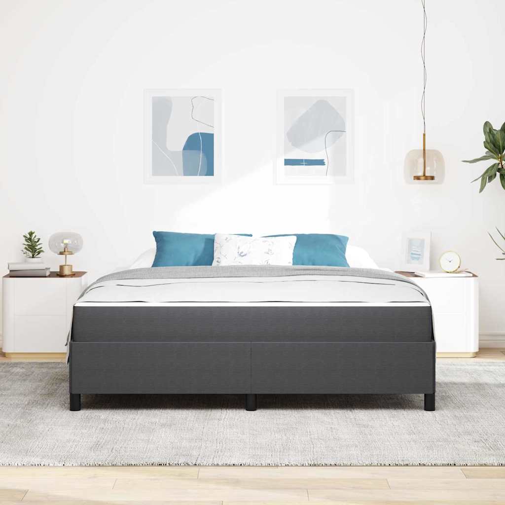 Cadre de lit avec matelas Gris foncé 180 x 200 cm tissu