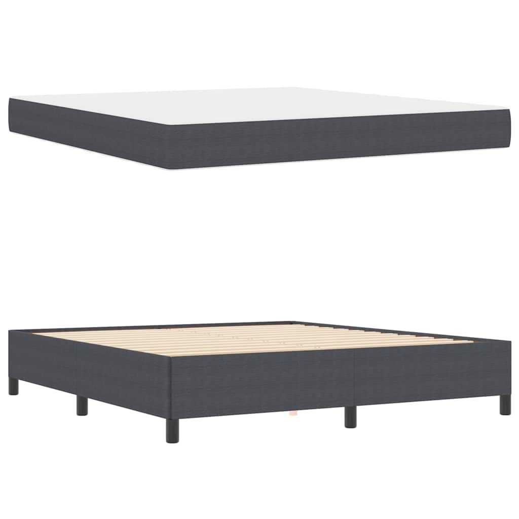 Cadre de lit avec matelas Gris foncé 180 x 200 cm tissu