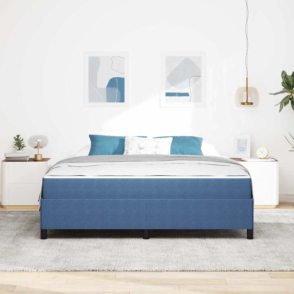 Cadre de lit avec matelas Bleu 180 x 200 cm tissu - XIOS