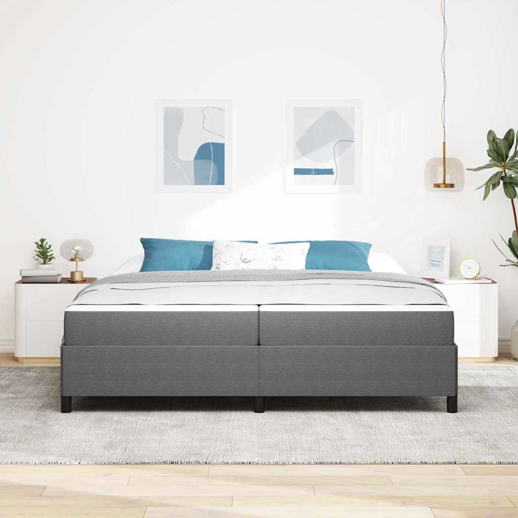 Cadre de lit avec matelas Gris clair 200 x 200 cm tissu - XIOS
