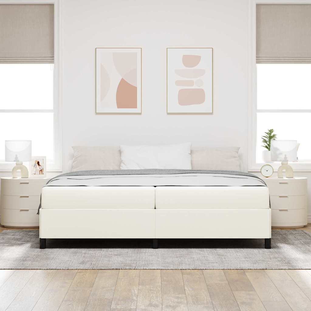 Cadre de lit avec matelas Crème 200 x 200 cm tissu - XIOS