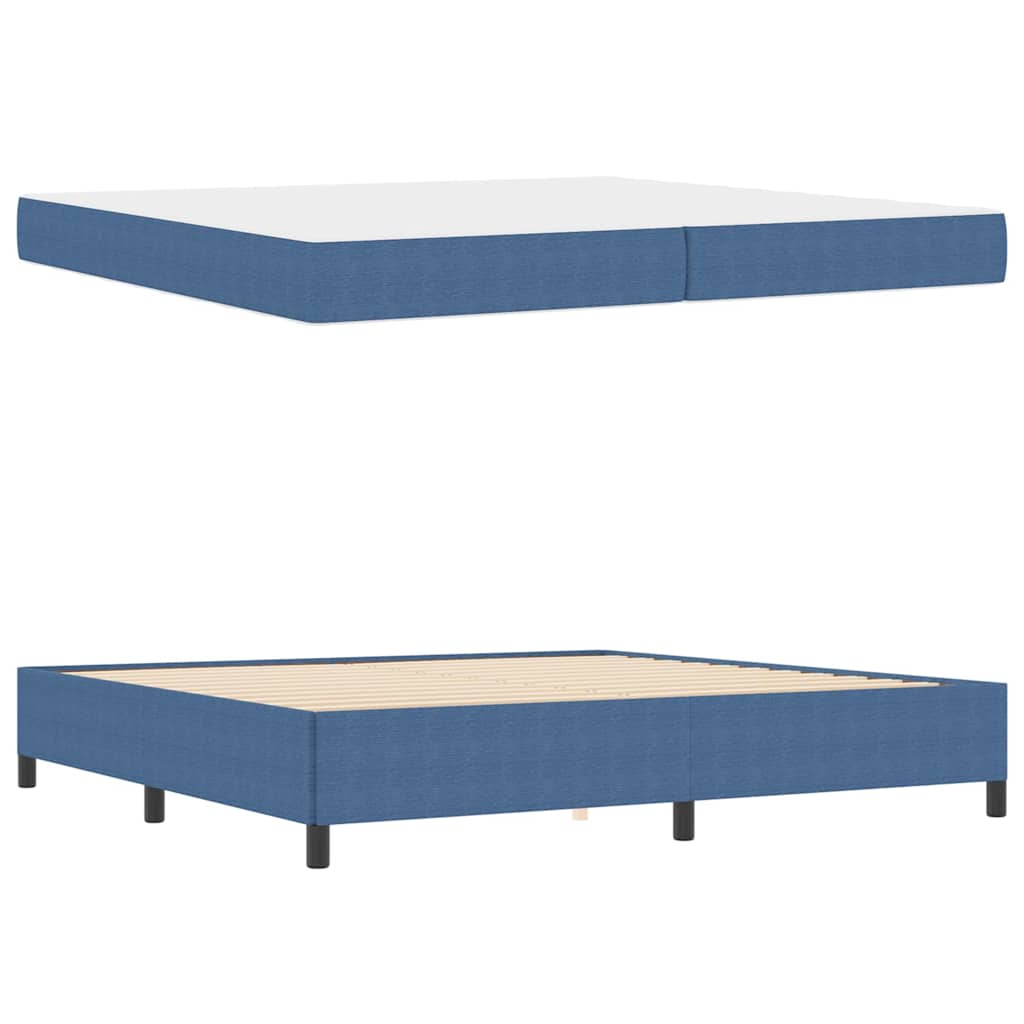 Cadre de lit avec matelas Bleu 200 x 200 cm tissu - XIOS
