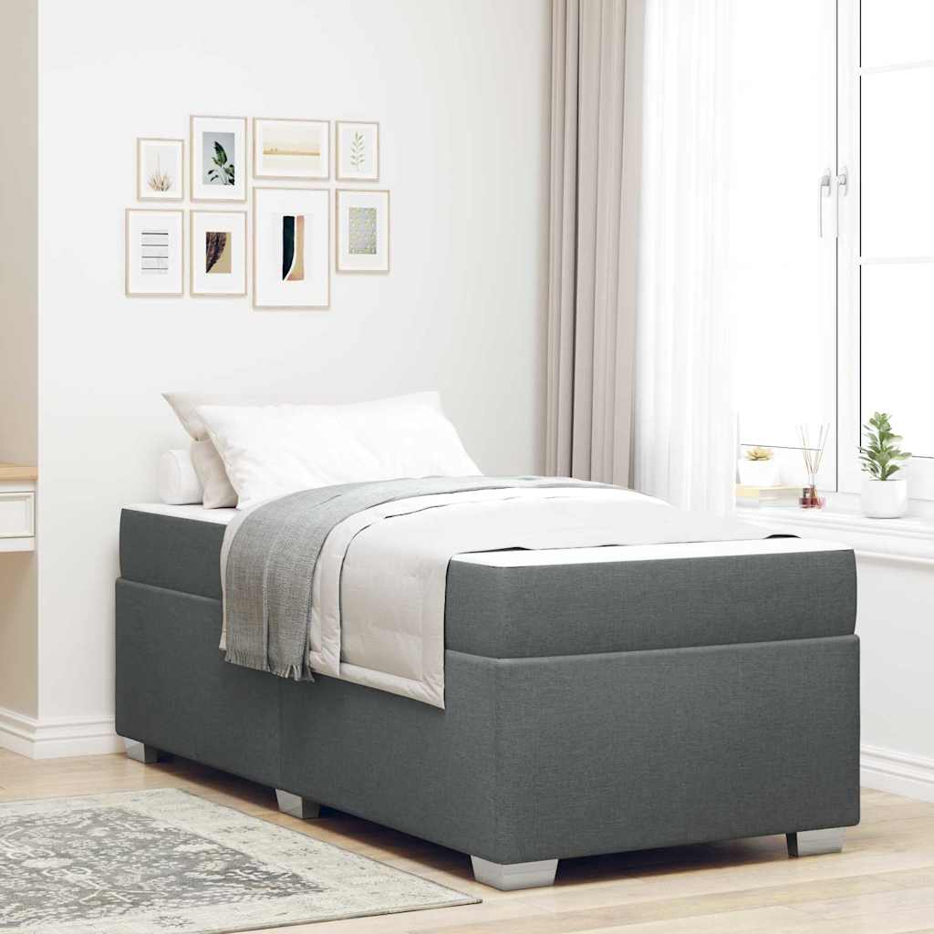 Cadre de lit avec matelas Gris foncé 80 x 200 cm tissu - XIOS