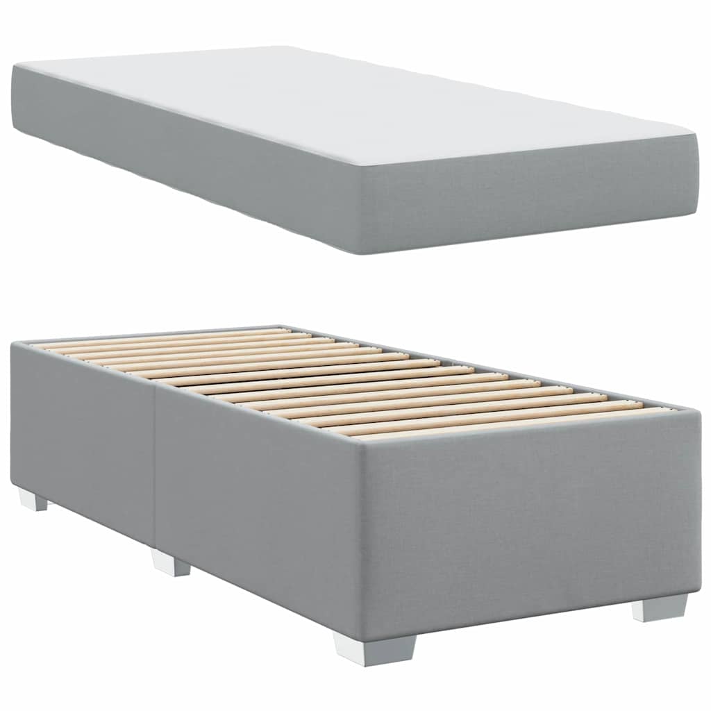 Cadre de lit avec matelas Gris clair 90 x 190 cm tissu - XIOS