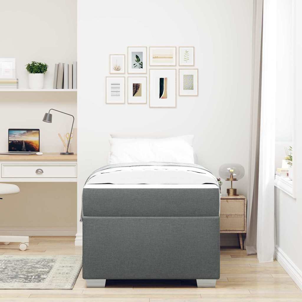 Cadre de lit avec matelas Gris foncé 90 x 190 cm tissu - XIOS