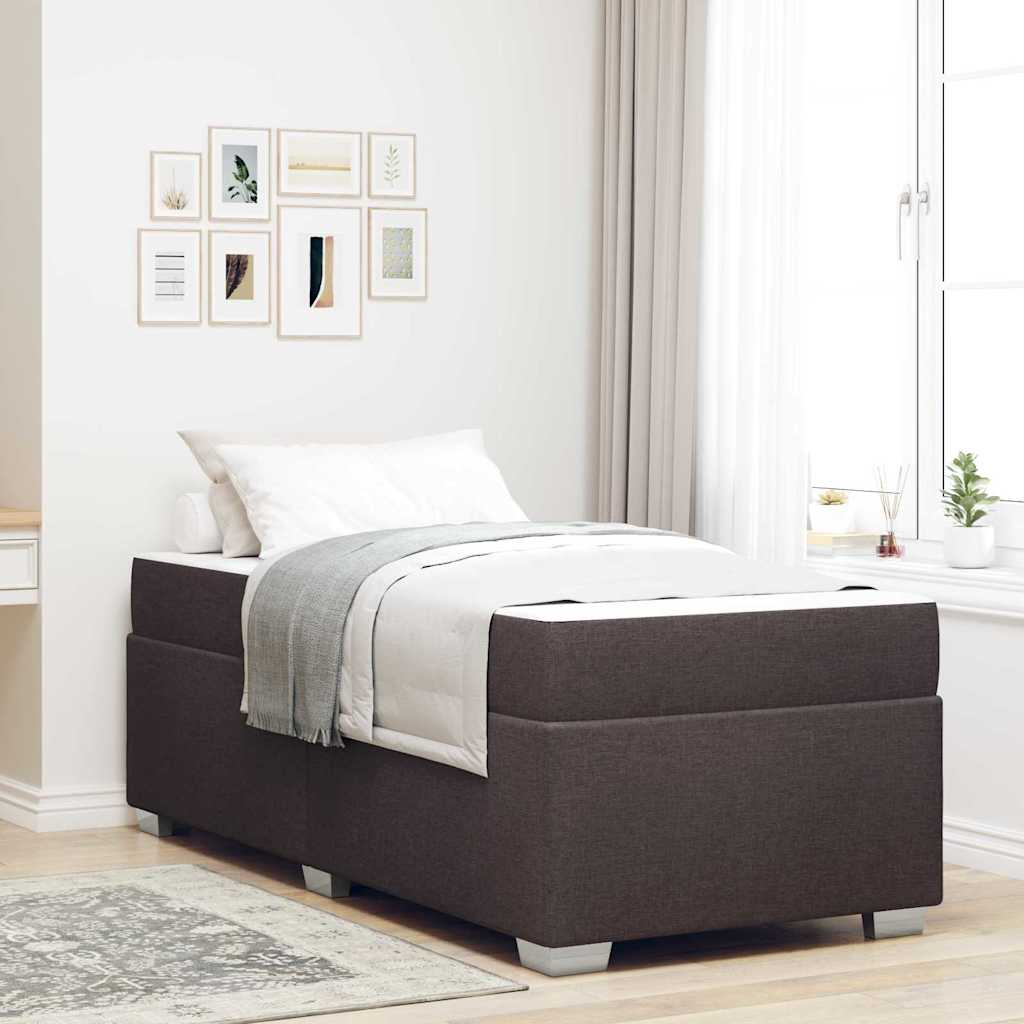 Cadre de lit avec matelas Marron foncé 90 x 190 cm tissu - XIOS